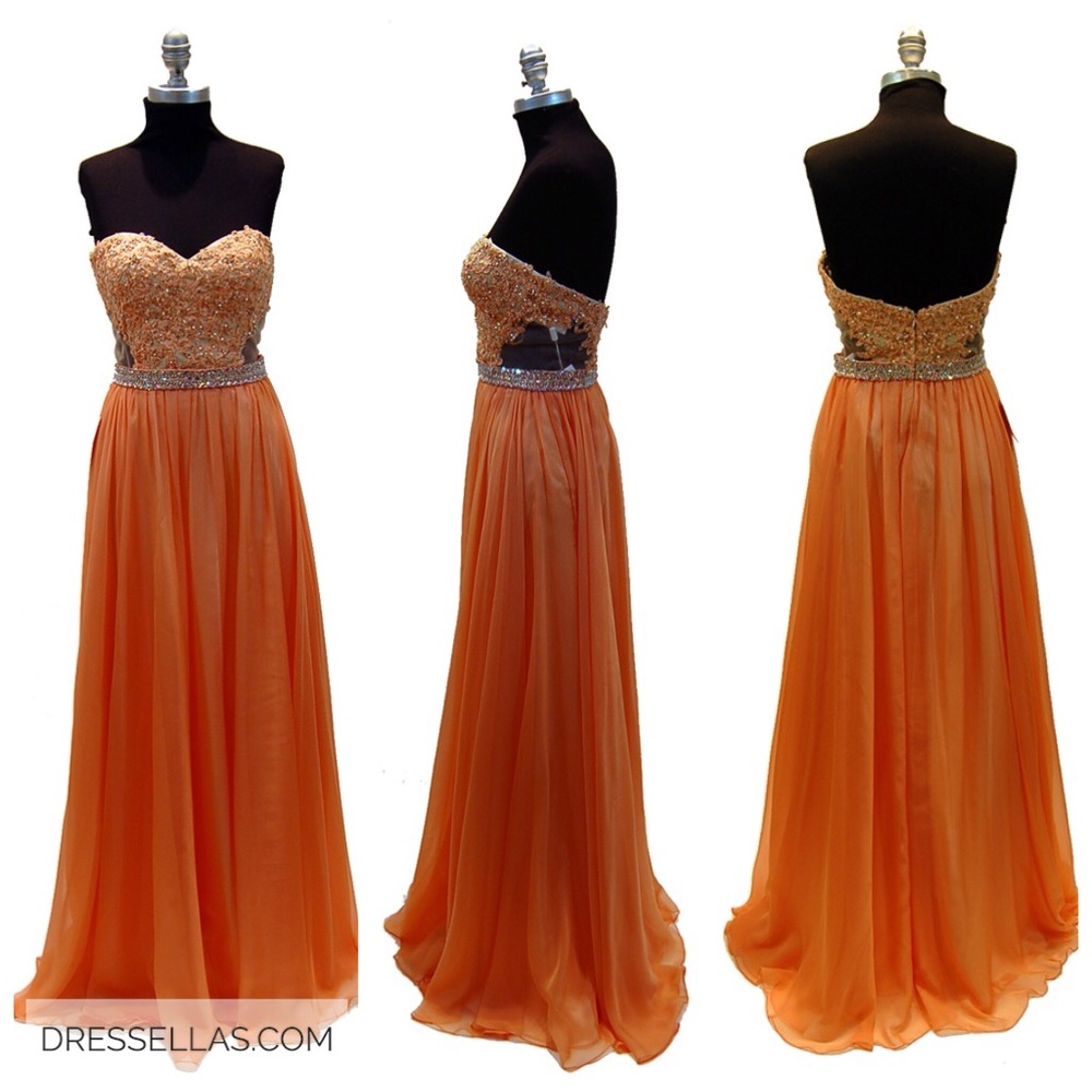 SALE!! NWT! Strapless tangerine prom dress!